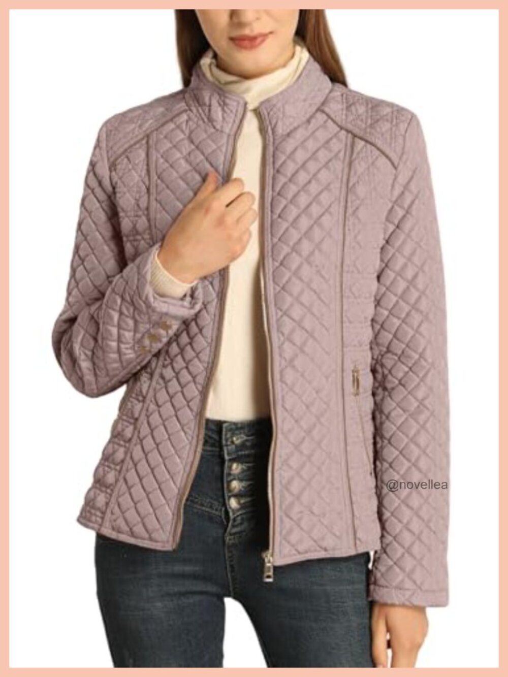Women's Quilted Puffer Jacket Fleece-Lined Diamond Quilted Winter Coat